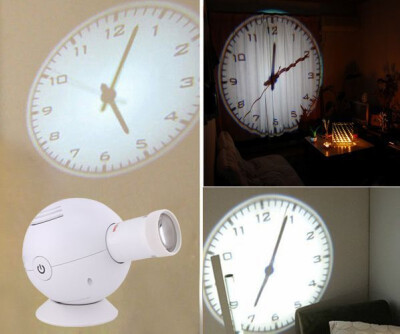 

New LED Analogue Projection Wall Clock Light Beam Virtual Shadow Home Bedroom WHITE