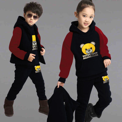 

Children Kids Girls Boys Clothing Set Autumn Winter 3-Piece Sets Hooded Coat Suits Fall Cotton Baby Boys Clothes Big Eye Suit