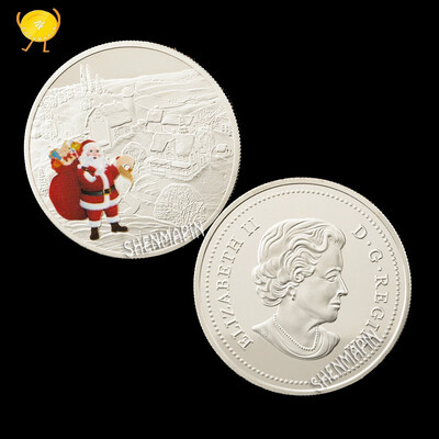 

Christmas snow scene commemorative coins Merry Christmas Silver plated coins exquisite holiday party gift coin collectibles