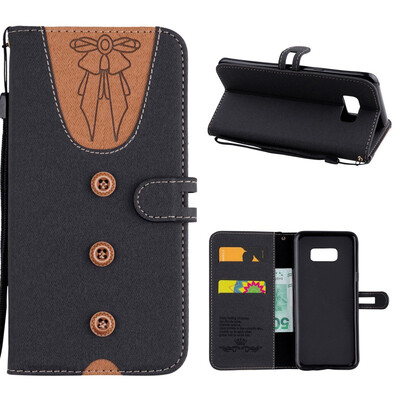 

MOONCASE Samsung Galaxy S8 stitching embossed womens leather case - black