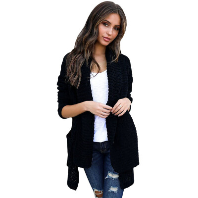 

PREISEI Autumn Winter Elegant Casual Loose Long Cardigan Women Knitted Sweater Coat Knitwear PR27774