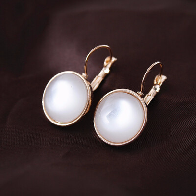 

16mm Free Shipping Fashion Earrings Jewelry Trendy Rose Gold Color Austrian Crystal Opal Earrings Wedding For women Gift