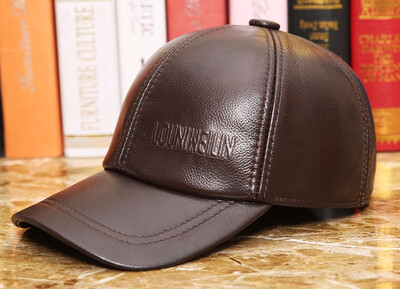

100 Genuine Leather Baseball Cap Male Winter Sheep Skin Hat Adjustable Adult Fashion Leather Hat Father Mens Leisure Hat B-7275