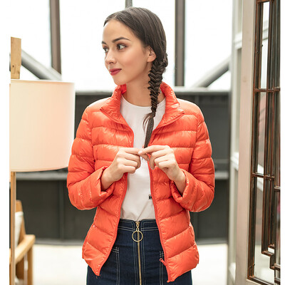 

Intercrew light down jacket female 2018 winter new Korean fashion casual light thin wild stand collar short brand down jacket female ICR4UD51A orange L