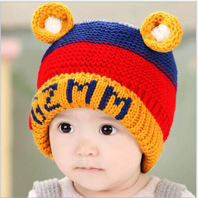 

Buebos Ninos 2015 Winter New Children's hat Korean Super Cute GZMM Letters Wool Knitted Hat Baby Boys Girls Warm Beanie Hat