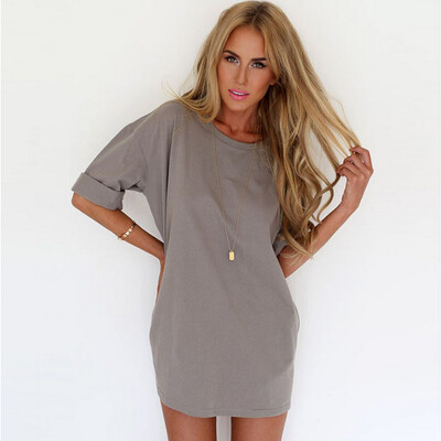 

Naixini Woman'S Round Neck Sleeve Loose Chiffon Dress