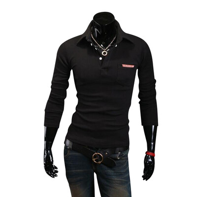 

Zogaa New Mens Polo Shirt Lapel Pocket Leather Standard Design