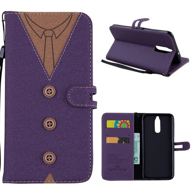 

MOONCASE Huawei Mate 10 Lite stitching embossed mens leather case - purple