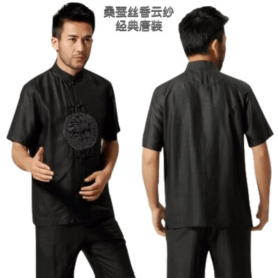

Silk Tang suit suit silk silk cloud Chinese style folk style clothing summer mens clothing private custom