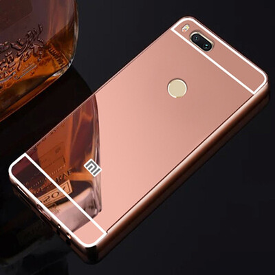 

For xiaomi mi a1 Luxury Shining Mirror effect Hybrid case For Xiaomi Mi 5X Aluminum Alloy Meta frame Hard PC back cover Bumper