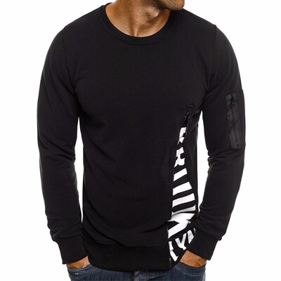 

Mens Fashion Cotton Letter Printing Round Neck Pullover Long Sleeve Slim T-Shirt