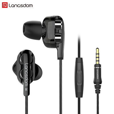 

Lanston D4X in-ear headphones double moving quad core subwoofer sound insulation noise reduction HiFi universal Apple Huawei millet mobile phone karaoke chicken game headset black