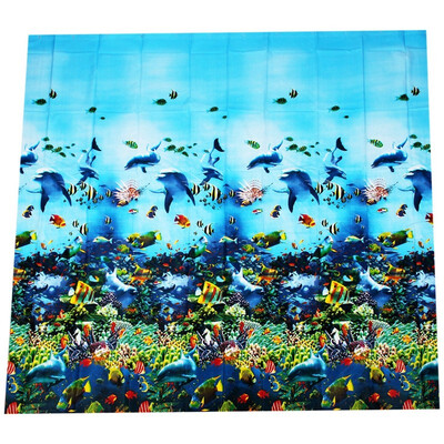 

UpperX 180 x 180cm Sea Life Waterproof Fabric Bathroom Shower Curtain BlueThe underwater world