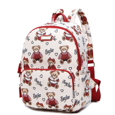 

Bear attachment elangbear cartoon cute backpack female wild fashion Korean version of the tide backpack college wind student bag large-capacity travel bag E-801 learning bear