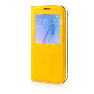 

MOONCASE High grade Leather Side Flip Pouch Shell Back Case Cover for Samsung Galaxy S6 Yellow