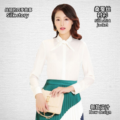 

Silk shirt 2019 spring&summer new fashion collar silk silk slim slimming large size business casual autumn ladies shirt