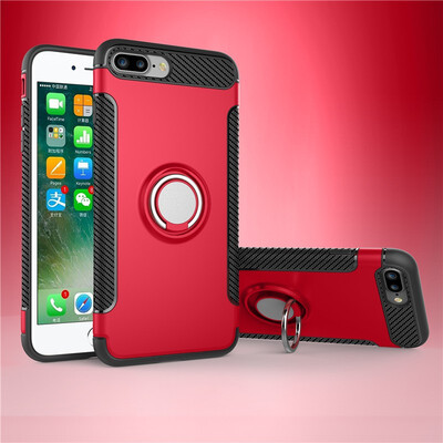 

Fecoprior Back Cover For iPhone 8 Plus 7 Plus 55inch Case Car Holder Stand Hard PC Silicon Ring Suction Bracket Celulars