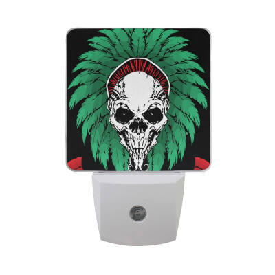 

ALAZA LED Night Light With Smart Dusk To Dawn SensorIndian Skull With Blue Background Plug In Night Light