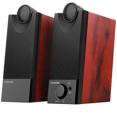 

All trans transwin V2 desktop HIFI 20 subwoofer wood USB computer speakers multimedia audio red wood grain