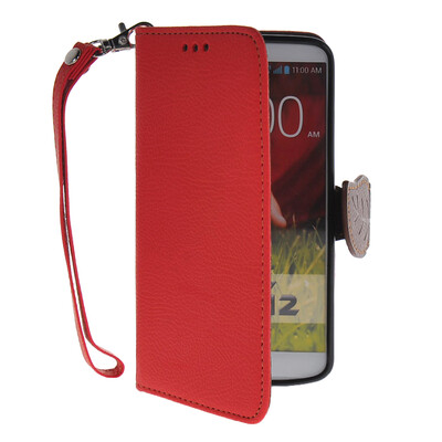 

MOONCASE Лич кожи Кожа Флип сторона кошелек держателя карты Чехол с Kickstand чехол для LG G2 красный