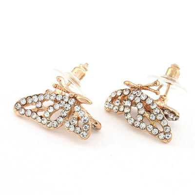 

мода сплава полной страз бабочка ухо гвоздики, серьги jewellry фактов
