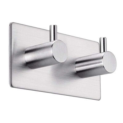 

UpperX Self Adhesive Hooks Stainless Steel 2-Hook Heavy Duty Wall Hooks Bath Towel Hook Stick on Hooks For Bathroom Kitchen Home