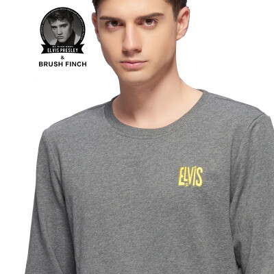 

Brush Finch Mens Pullover Crew Neck Fashion Wild with Long-Sleeved T-Shirt