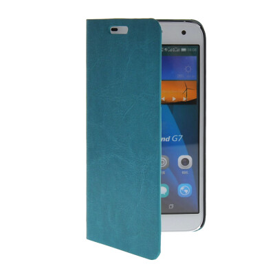 

MOONCASE Slim Leather Side Flip Wallet Card Slot Pouch with Kickstand Shell Back Case Cover for Huawei Ascend G7 Blue