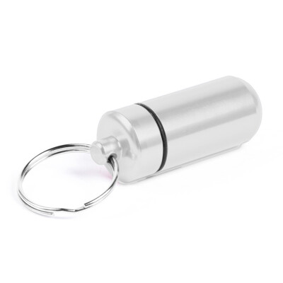 

1PCS Aluminum Pill Box Case Medicine Bottle Holder Container Keychain Waterproof SILVER