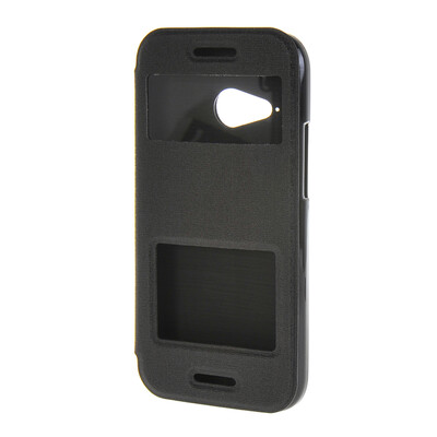 

MOONCASE Side Flip Hard board Slim Leather Bracket Window Case Cover for HTC One Mini 2 M8 Mini Black