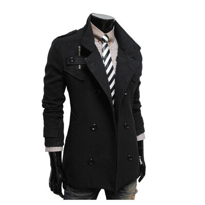 

Zogaa New Men's Wind Coat Double-breasted Long Slim
