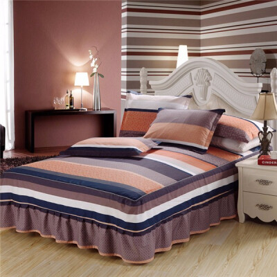 

Pink Gray Stripe Gray Cotton Single Double Bed Skirt Mattress Cover Petticoat Twin Full Queen Bed Skirts Bedspread bedding Sets