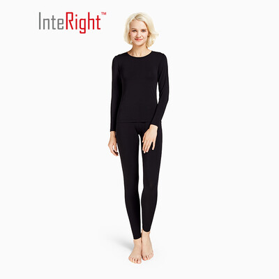

INTERIGHT Ms 50 Beijing Shumian Comfortable Soft Round Neck Qiuyi Qiukup Thermal Underwear Set Black  Code
