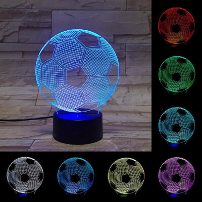 

3D Football Soccer Illusion Lamp LED Night Light 7 Colors Changing Color Setting Touch Switch USB 3 AA Battery Powered Operate