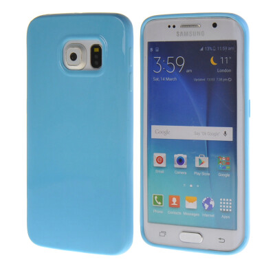 

MOONCASE Smooth Skin Soft Silicone Gel TPU Flexible Shell Protective Case Cover for Samsung Galaxy S6 Edge Blue 01