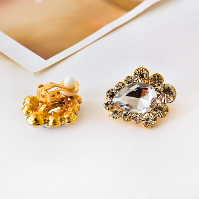 

Fashion brand alloy golden statement Austria drop crystal ear clip rhinestone lovely elegant earrings jewelry