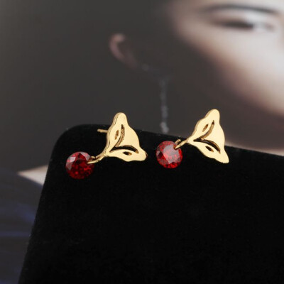 

Womens Gold Plated Fox Shape Ear Studs Drop Zircon Girls Fashion Earrings