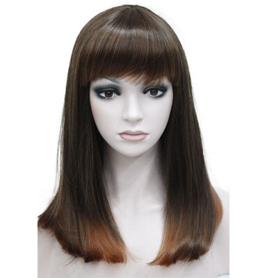 

StrongBeauty Black Medium Length Heat ok Dot Skin Top Synthetic Full Wig