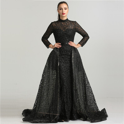 

Fashion Mermaid Luxury Glitter Wine Red Evening Dress Long Sleeves Gliter with train Evening Gowns 2018 Alacati