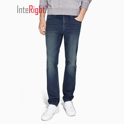 

INTERIGHT imitation knit touch slim version micro-elastic mens jeans dark blue 34 yards