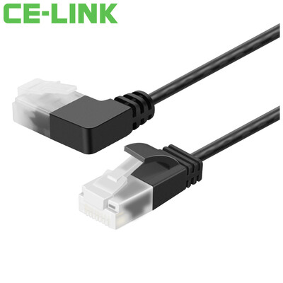 

CE-LINK CAT6A network cable fine network cable super six UTP high speed network cable 90 degree elbow upper curved network cable black 2 meters 4333