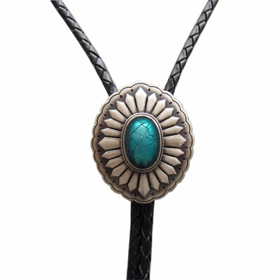 

Original Vintage Silver Plated Celtic Enamel Wedding Bolo Tie Leather Necklace