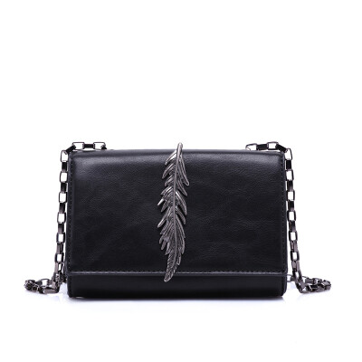 

2016 new leaves decorative handbags women PU leather shoulder messenger bag retro chain clutch bag small bag