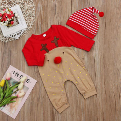 

Christmas Toddler Baby Boy Girl Long Sleeve Romper Bodysuit Outfits Set Clothes