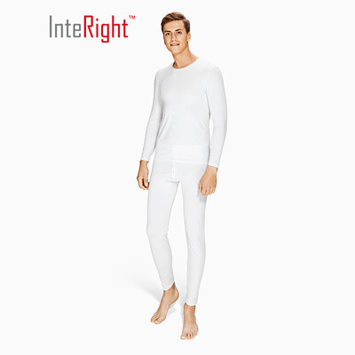 

INTERIGHT Qiuyi Qiuku 50S long-staple cotton spandex comfortable warm male round neck suit ingenuity to create Jingshu cotton craft white
