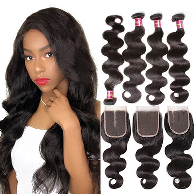 

Unice Hair Icenu Series Raw Indian Body Wave Hair 3 Bundles With Closure Middle Part Human Hair Extensions