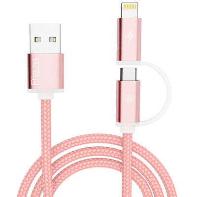 

BIAZE K2 Micro USB and Lightning 8 pin charging and data transfer nylon cable