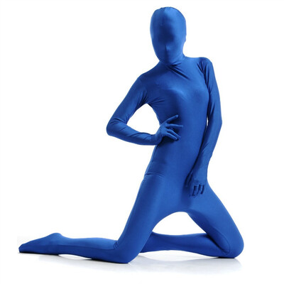 

Womens Spandex Zentai Full Bodysuit Navy Blue Lady Back Zipper Tights Suit Dancewear Womens Catsuit Fancy Halloween Costumes