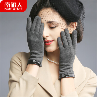 

Antarctic gloves female winter warm plus velvet thin section cute Korean fashion student riding driving touch screen ladies gloves NW-510 gray one size
