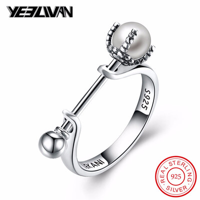 

925 Sterling Silver Fresh Water Pearl Rings For Women Lovely Finger Horseshoe Wave Ring Vintage Sterling Silver Wedding Jewelry